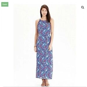 Old Navy Bird Print Halter Maxi Dress with tie